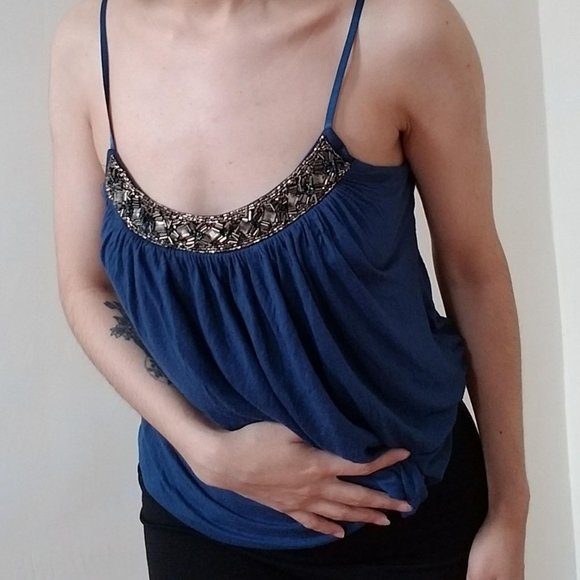 Blank NYC Women's Navy and Blue Blouse - Picture 3 of 4